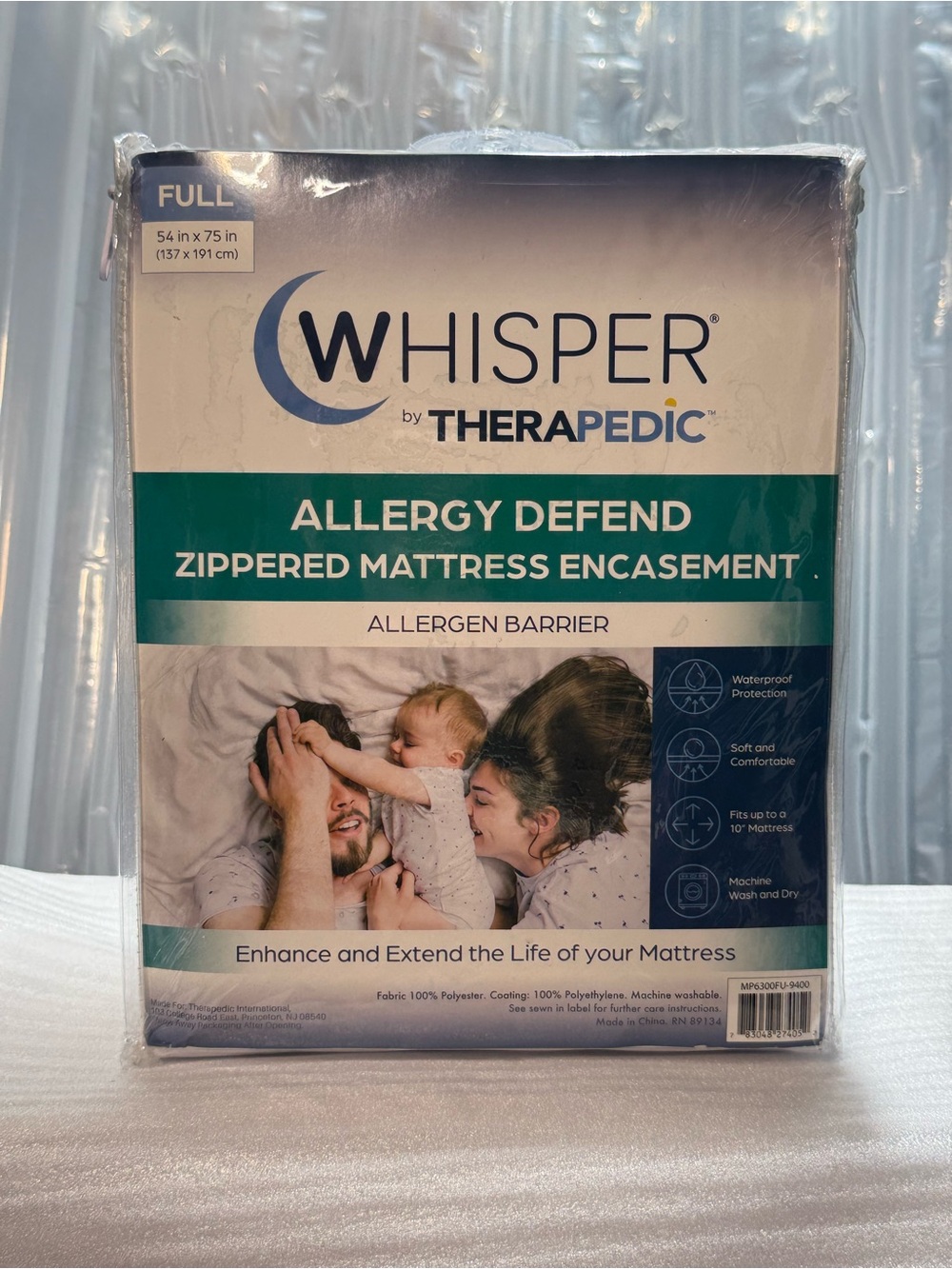 New-Therapedic Whisper Allergy Defend Full Zippered Mattress Encasemen